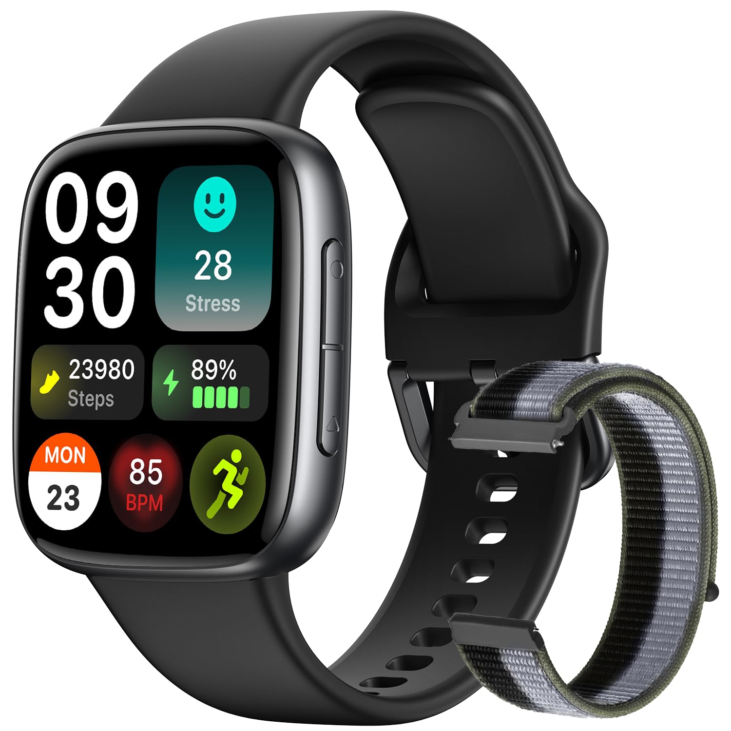 Smart Watch for Men Women, 1.85" AMOLED Ultra-Clear Screen Smartwatch Compatible iPhone/Samsung/Android, 100+ Sport Modes 
