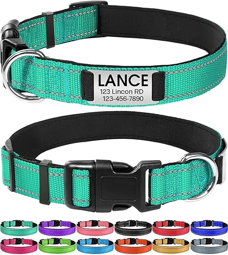 Miniatura 1 de Joytale Collares para perros personalizados, collar de nailon reflectante para perro con placa de nombre grabada, personalizado para perros