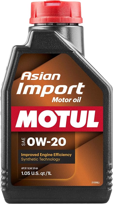 Motul Asian Import 0W20 Synthetic Oil | API SP, ILSAC GF-6A | Supports Fuel Efficiency and Long-Term Engine Protection | Compatible with Honda, Toyota, Nissan, Hyundai, Kia, Subaru | 1L