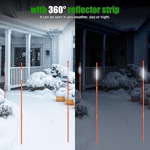 Miniatura 5 de 20 marcadores de entrada postes reflectantes de entrada de 4 pies estacas de nieve de fibra de vidrio naranja con cinta reflectante para una fácil