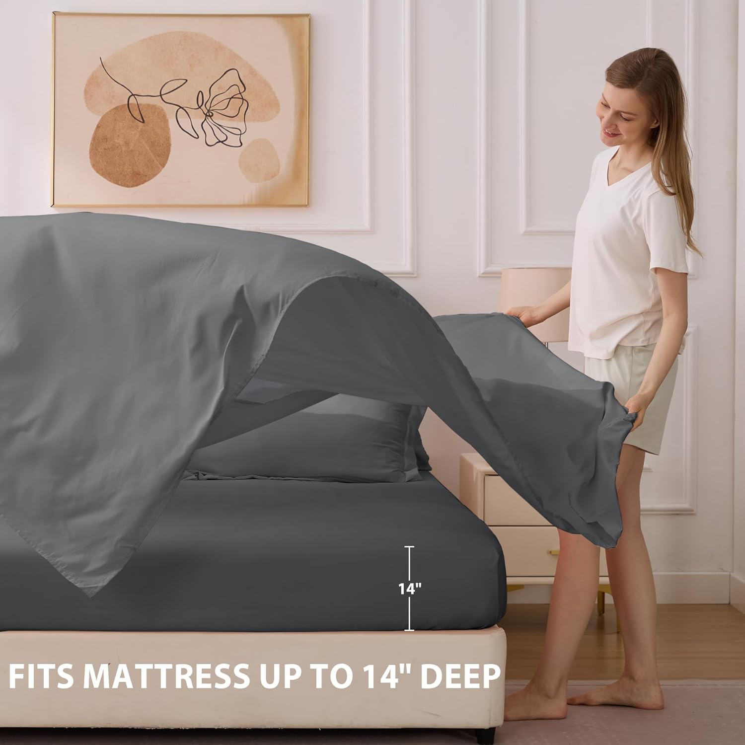 King Comforter Set Dark Grey - Bed in a Bag King Size 7 Pieces, Soft Bedding Set for All Seasons, Premium King Comforter Set with Comforter, Sheets, Pillowcases & Shams - Image 6