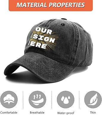 Personalised Caps Custom Baseball Caps for Men, Adjustable Trucker Cap with Logo/Text/Photo, Mesh Dad Hat, Black Cap, Golf and Running Caps for Men