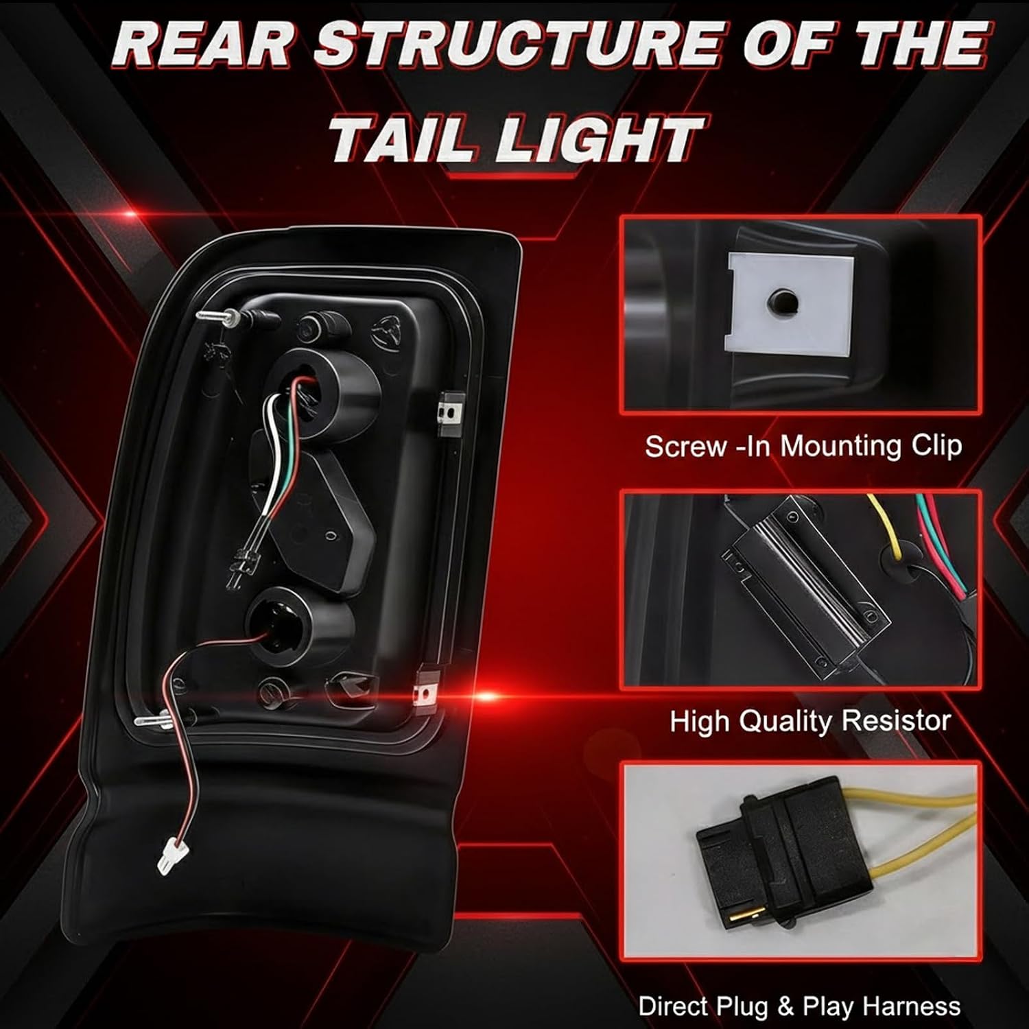 Full LED Tail Light Assembly for 1994-2001 Dodge RAM 1500, 1994-2002 Dodge RAM Rear Lights with Running, Brake, Reverse Light, Turn Signal,Driver & Passenger Side -Smoked