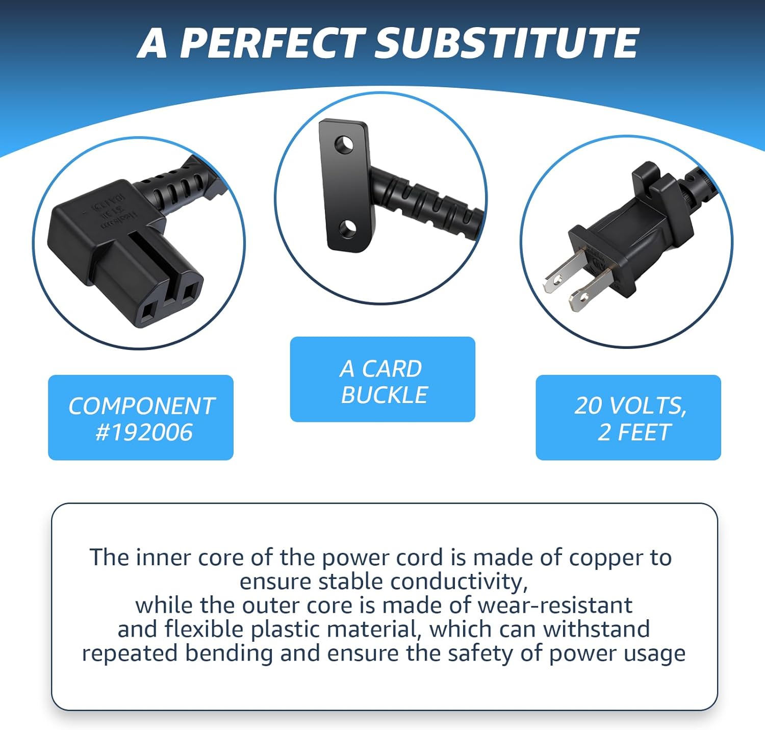 192006 Vacuum Power Cord for Kirby Sentria SE G10 G9 Vacuum Cleaner 32FT 120V 2 Prong Vacuum Cleaner Cable