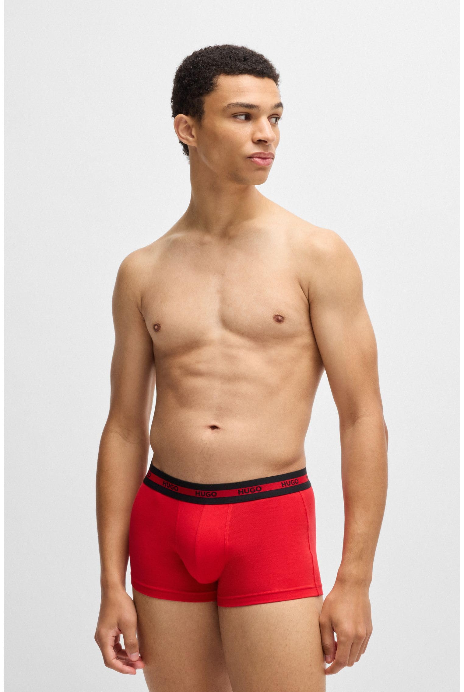Hugo Paquete de 3 Calzoncillos Elásticos de Algodón con Logotipo Llamativo Bañadores Ajustados para Hombre Hombre