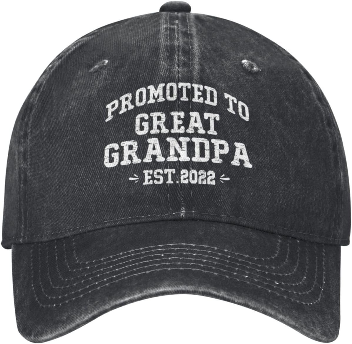 Promoted to Great Grandpa Est. 2022 Gift Cowboy Cap Men Baseball Cap Women Dad Hats Adjustable Trucker Hat Black - Image 1 of 7