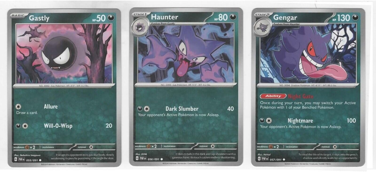 Pokemon Gengar 057/091 - Paldean Fates – – Evolution Card Lot - Set Gastly Haunter