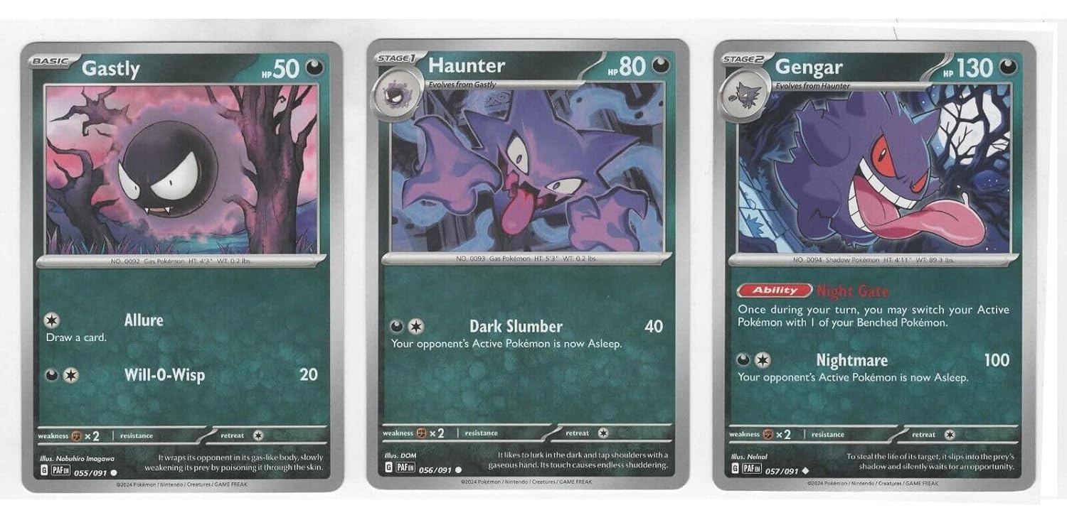 Gengar 057 091 - Paldean Fates Pokemon Evolution Card Lot - Set Gastly Haunter