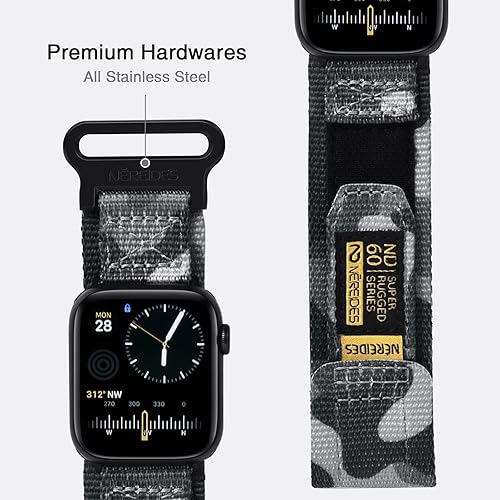 Vista 107 de Nereides Correa deportiva de nailon resistente con diseño de bucle tejido compatible con correa de Apple Watch, para iWatch de 1.65, 1.73, 1.77