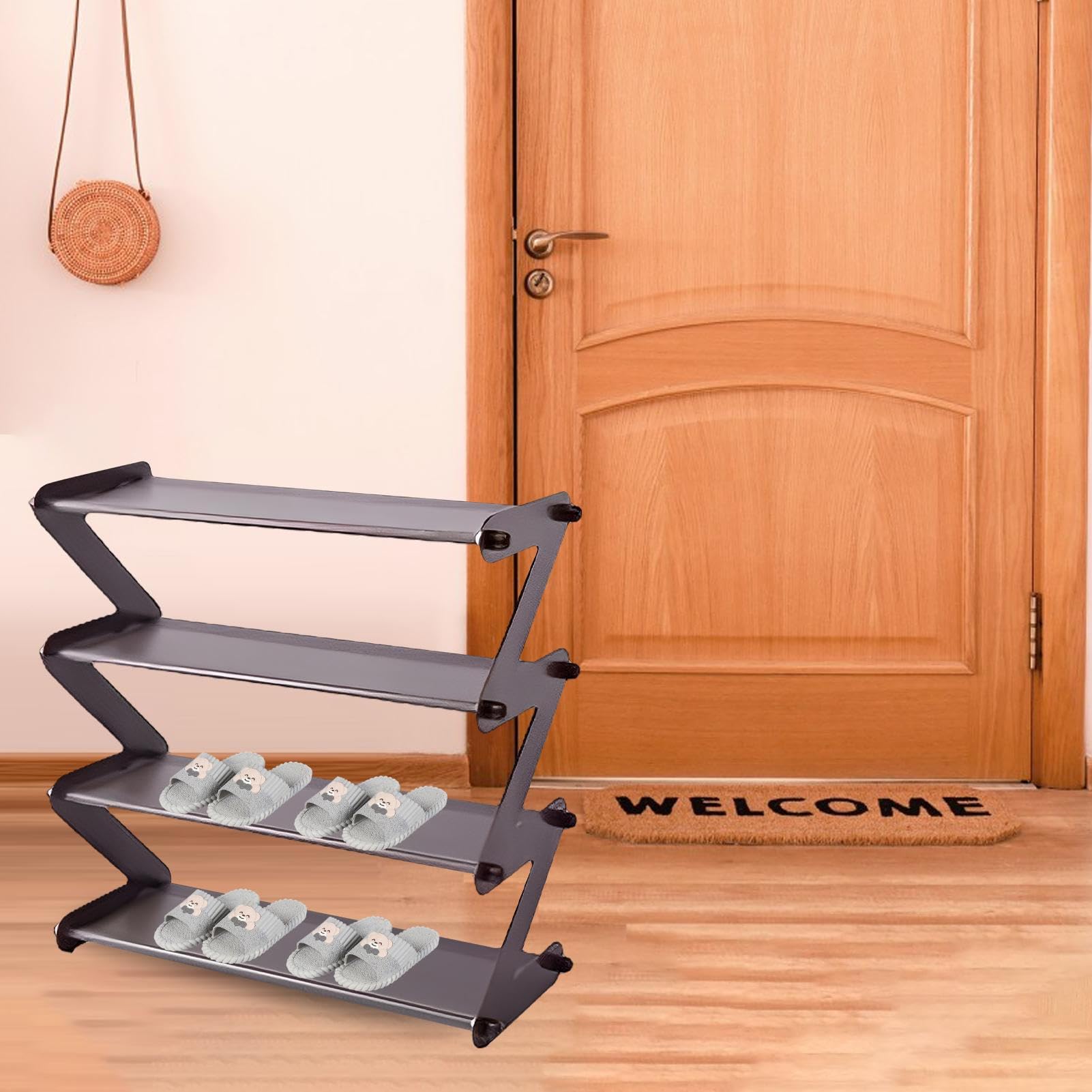HMAKGG Scarpiera Salvaspazio Slim - Piccola Scarpiera Verticale Stretta 9 Livelli - Porta Scarpe Plastica Impilabile Con Rotelle - 2 Ganci, Per Ingresso Corridoio Camera Da Letto - 9