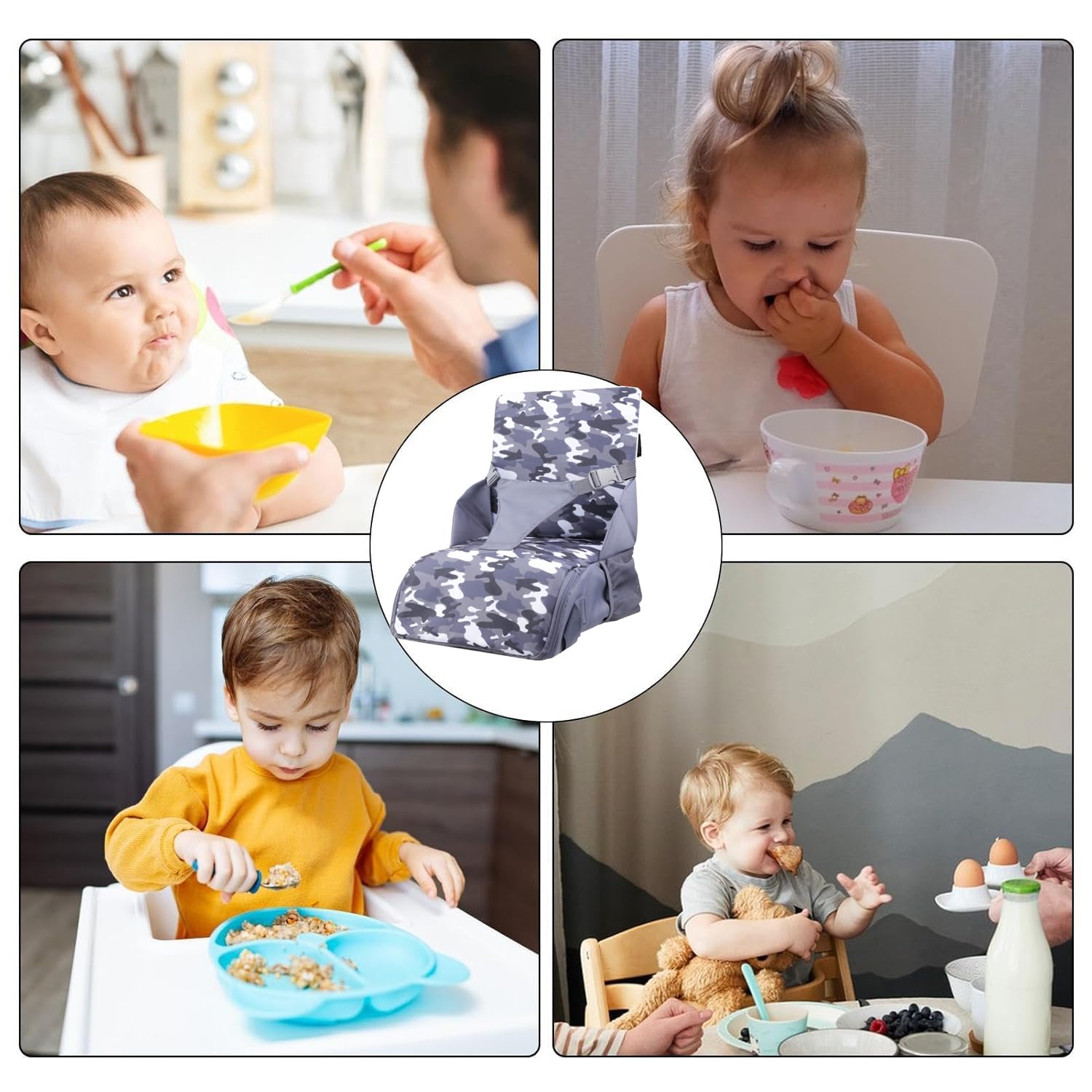 HEYOUTH Alzador Silla para Niños Comer,Trona de Viaje Portatil,Elevador Silla para Niños comer,Se Convierte en Bolso de Viaje o en Bolso Cambiador para Bebés, Niños Pequeños, Unisex