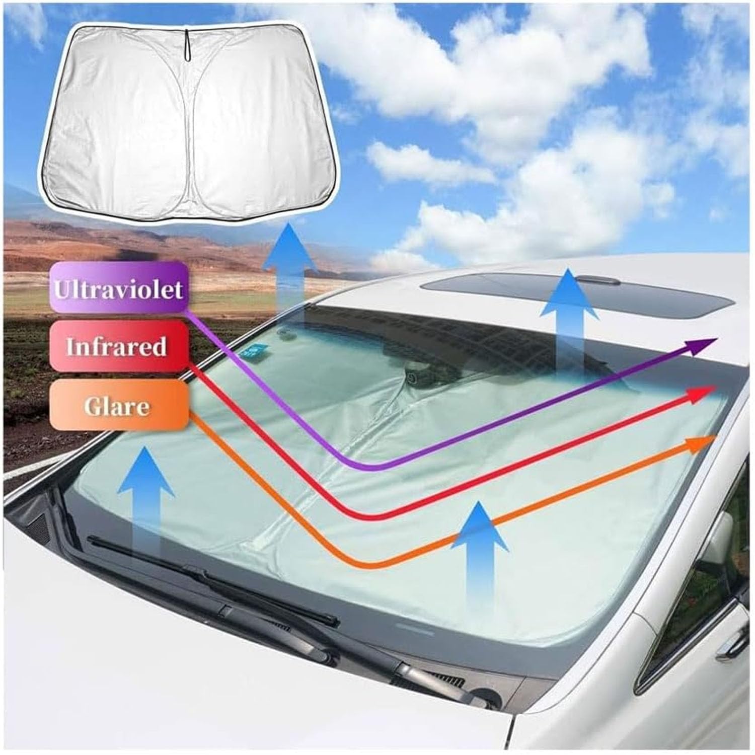 BAZORO Parasole per Parabrezza Anteriore per Auto, per Toyota Corolla 2014-2019 Pieghevole Protezione Solare Protezione Raggi UV Parasole Interni Accessori,Silver