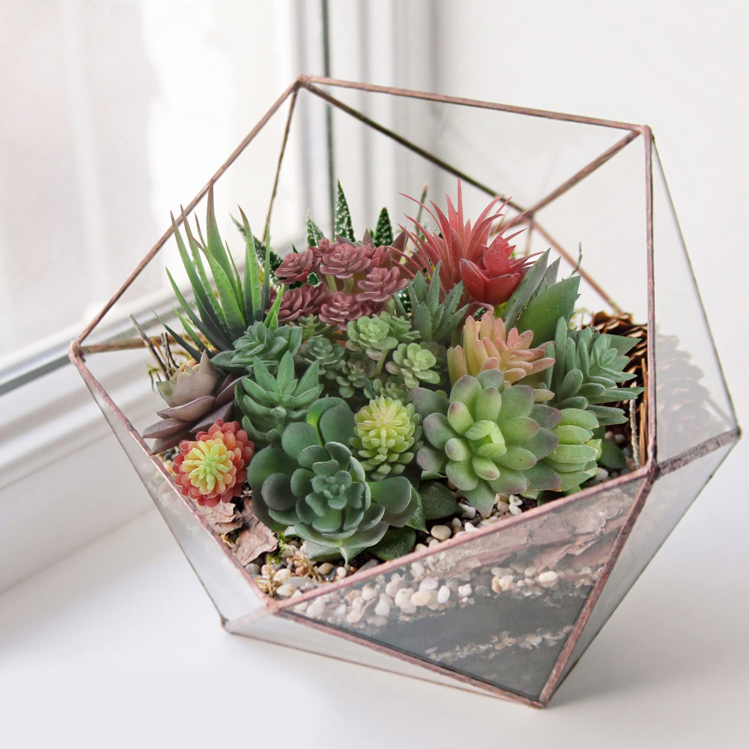 Amazon｜CCINEE 18個 人工多肉植物 ミニアソートフロッキンググリーン