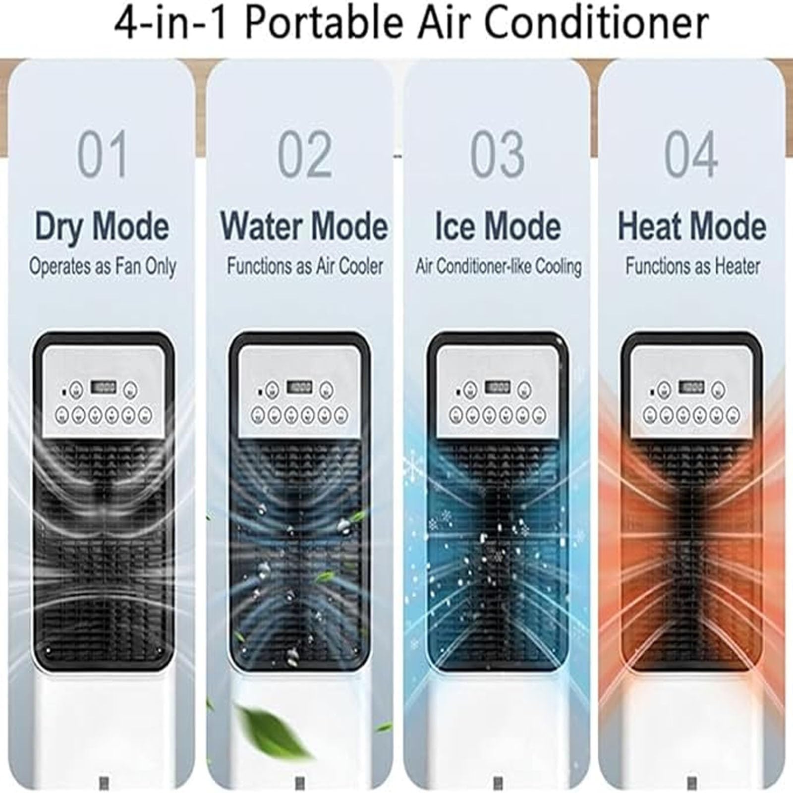 Aire Acondicionado Portátil, Climatizador Evaporativo con Mando A Distancia: Aparato con Doble Función De Refrigeración Y Calefacción, Ideal para Habitaciones, Oficinas Y Acampadas