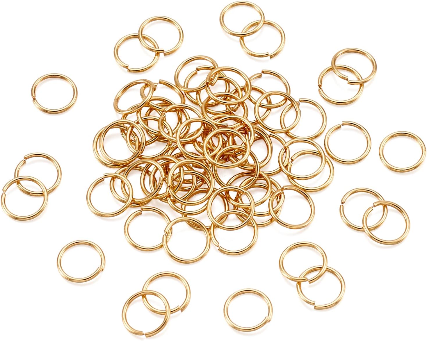 Craftdady 100pcs 12mm Gold Open Jump Rings Stainless Steel Split Rings Connectors 1.2mm Thick for DIY Jewelry Making