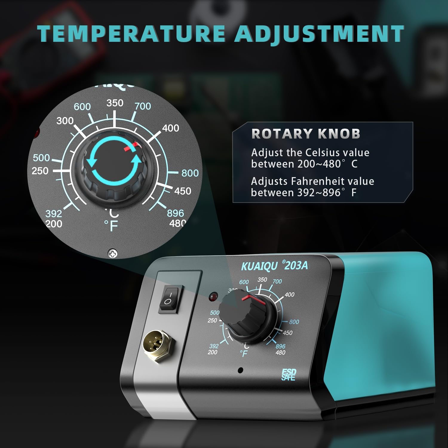 Digital Soldering Station 75W, KUAIQU Soldering Iron Station Kit, Precision Heat Control (392°F-896°F), Ceramic Heating Element, 2 Extra Iron Tips, °C/°F Conversion, ESD Safe for Home Repair Soldering