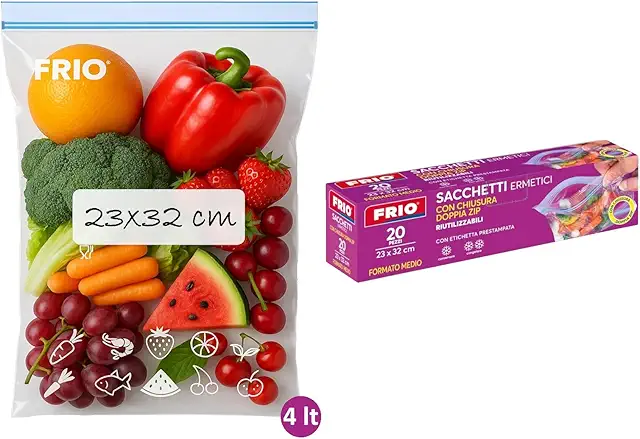 FRIO – 20 wiederverwendbare Gefrierbeutel 4L, luftdicht & BPA-frei für Lebensmittel
