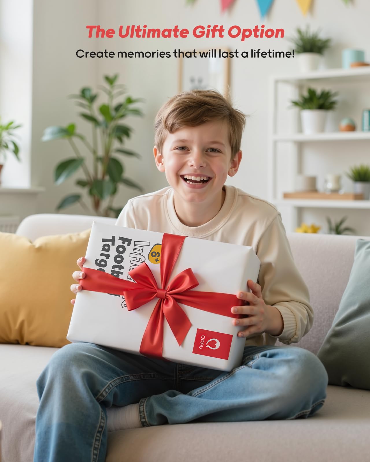 QPAU Dual-Hole Inflatable Football Target for Kids & Adults, Life-Size Backyard Toss Game with 4 Balls, Scoreboard & Pumps – Outdoor Toy for Boys Girls, Sports Training & Family Fun