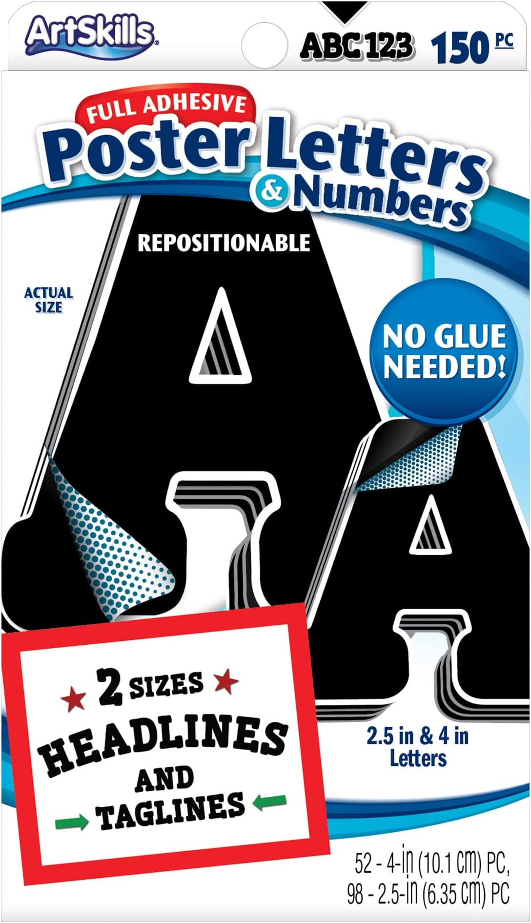 ArtSkills Paper Poster Letters and Number Stickers for Projects and Crafts, 4" and 2.5", Black, 160 Pieces