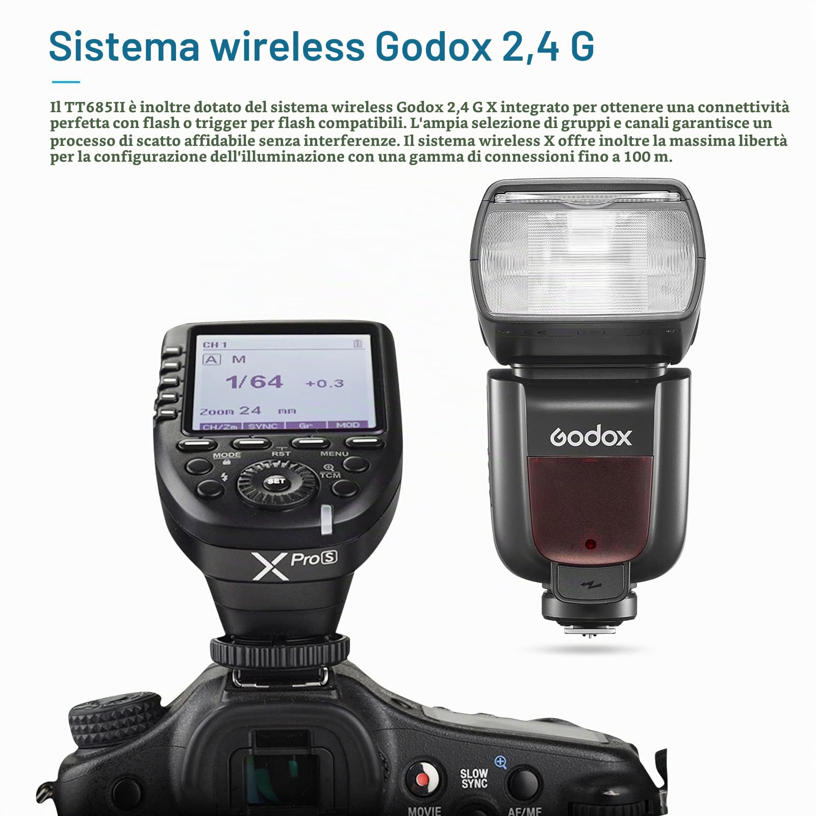 Godox TT685II-O Speedlite TTL Flash Camera 2,4G HSS High Speed 1 / 8000s GN60 Competibile per Olympus e Panasonic (TT685OII)