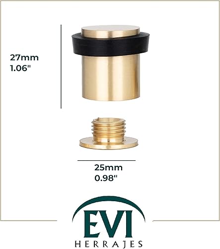 Miniatura 3 de Juego de 2 topes de puerta | Base roscada | Latón | Herramientas, tornillos + enchufe de fijación | EVI Herrajes