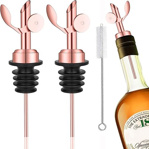 WAFJAMF 2 vertedores de botellas de acero inoxidable con peso, boquilla dispensadora de aceite de oliva de cierre automático, boquilla de licor con disponible en Yaxa Peru