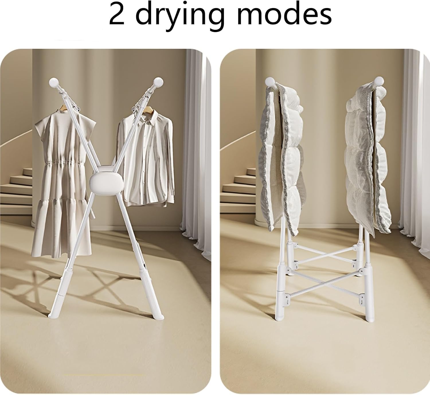 Outdoor Clothes Drying Rack - Adjustable & Foldable Metal Garment Rack for Hanging Clothes, Coats, Skirts, Shirts, Sweaters - Versatile Bedroom & Closet Storage (Black)