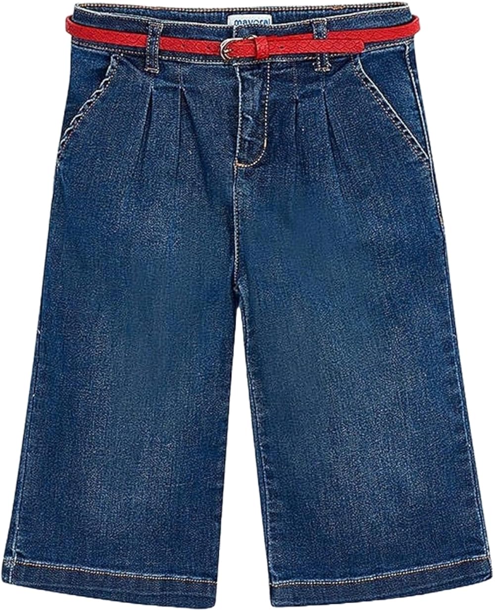 Jeans de Denim Claro Mayoral 4548 con Cinturón Rojo