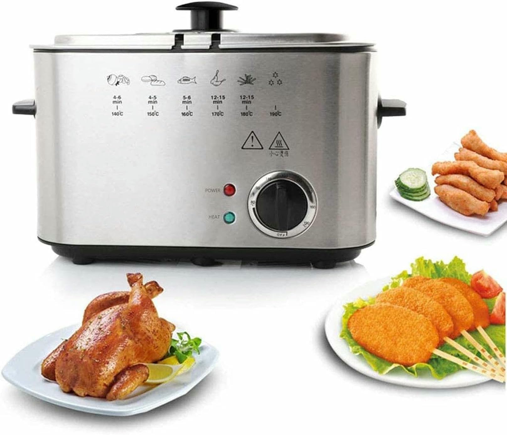 Friteuse électrique thermostat réglable appareil friture antiadhésif 1.5l 1200w maison