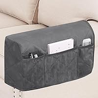 Vista 1 de Turquoize Fundas de terciopelo para reposabrazos para sillas y sofás, funda para reposabrazos de sofá reclinable con bolsillo lateral, fundas Gris
