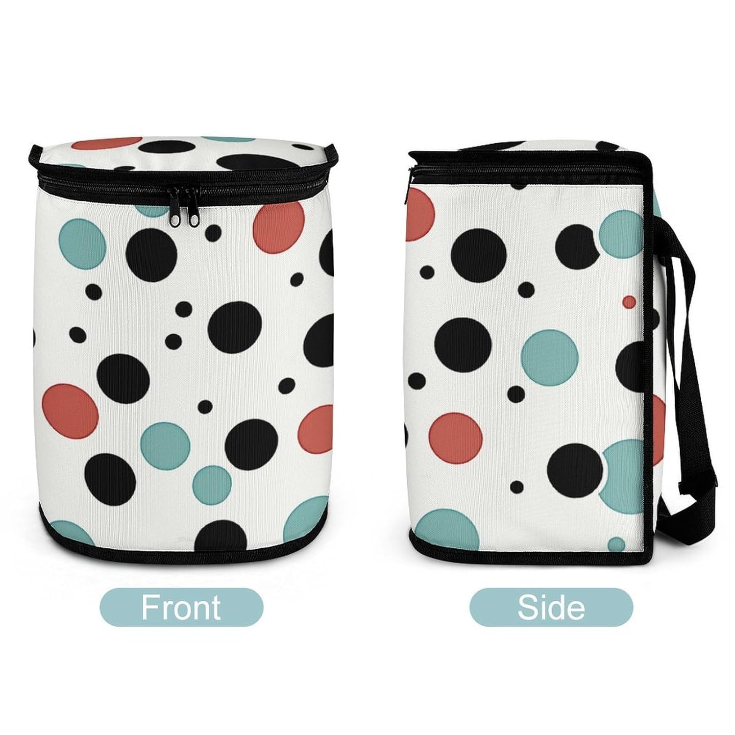 MUSM Leakproof Car Trash Can 2.5 Gallon, Durable Automotive Garbage Bag with Waterproof Liner, Polka Dot Trash Bag for Car, Truck, RV & Bathroom