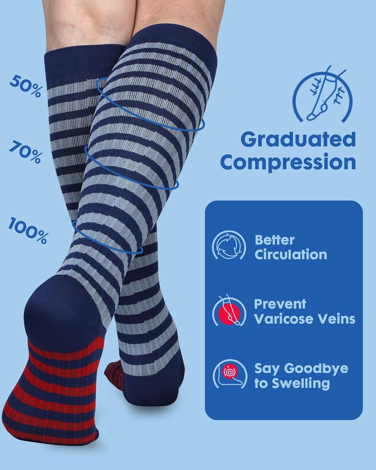2Packs Compression Socks for Women - 15-20 mmHg Graduated Circulation Support for Nurses, Athletes and Travel - Image 4