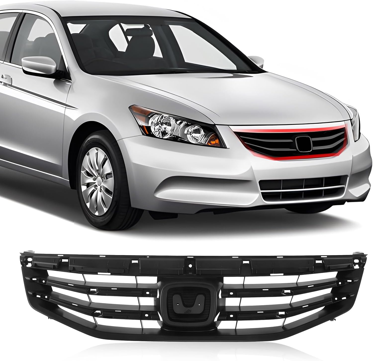 CarPartsDepot Front Grille Trim Grill Molding Lower Driver (Left) Side Compatible With 2011-2012 Honda Accord Sedan HO1214101