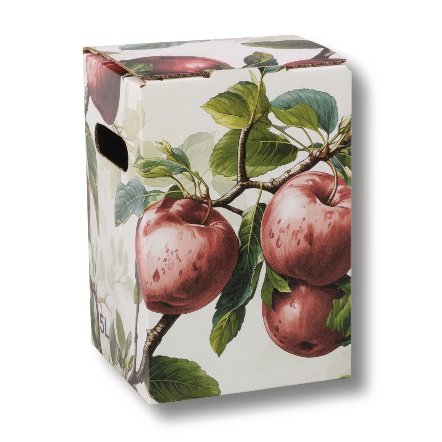 AGRI plus Karton für Bag-in-Box Beutel I 5 Liter I 50 Stück I Ohne Beutel I Hochwertige Karton-Box mit Rote-Äpfel-Motiv I Bis zu 40 x wiederverwendbar I Bag-in-Box für Apfelsaft, Saft & Wein