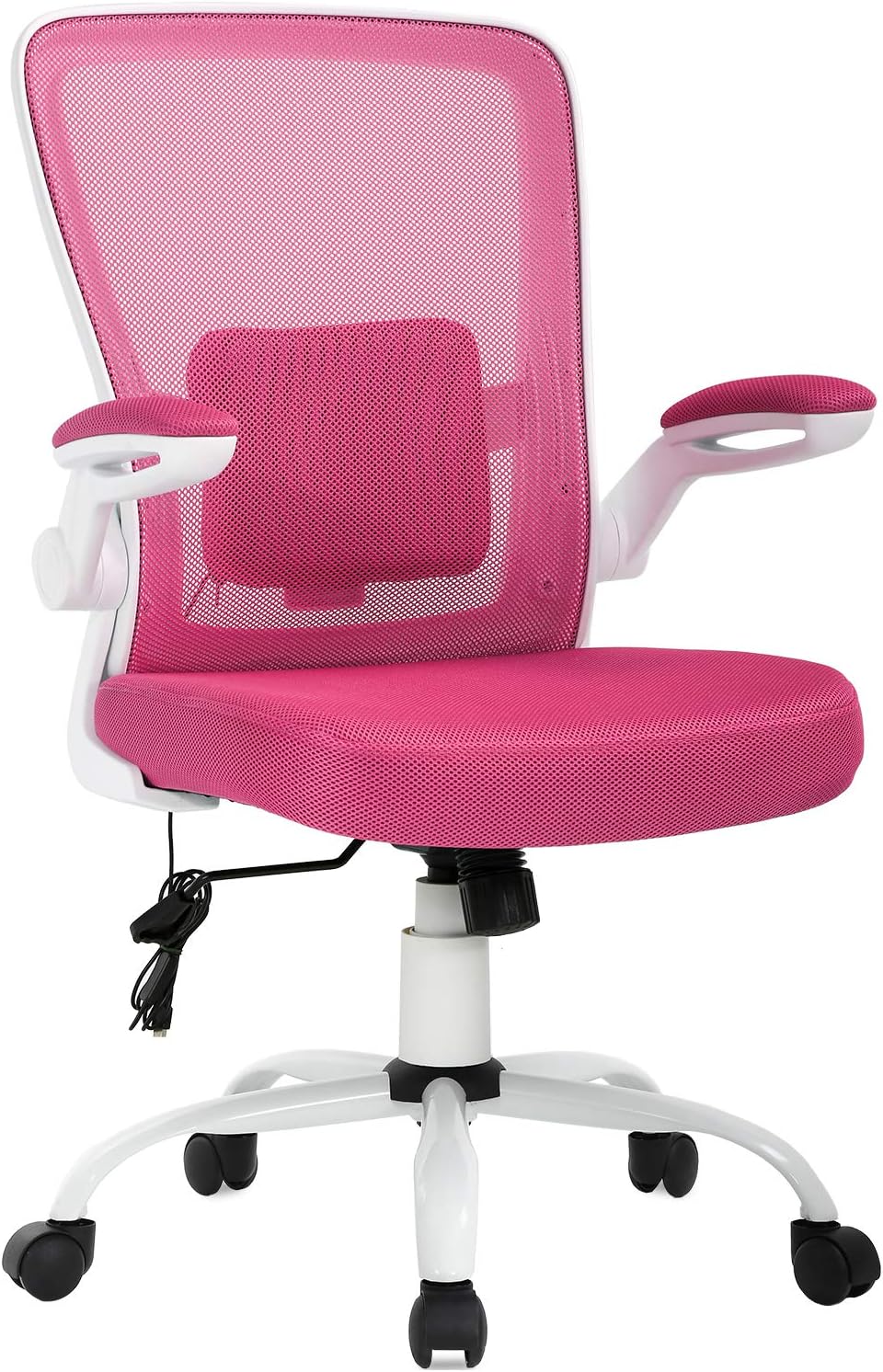 Home Office Chair Ergonomic Desk Chair Mesh Computer Chair with Adjustable Lumbar Support Armrest Mid Back Rolling Swivel Task Chair for Women Adults, Pink