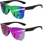 FEISEDY Trendy Rimless Lunettes de soleil miroir à une pièce B4114