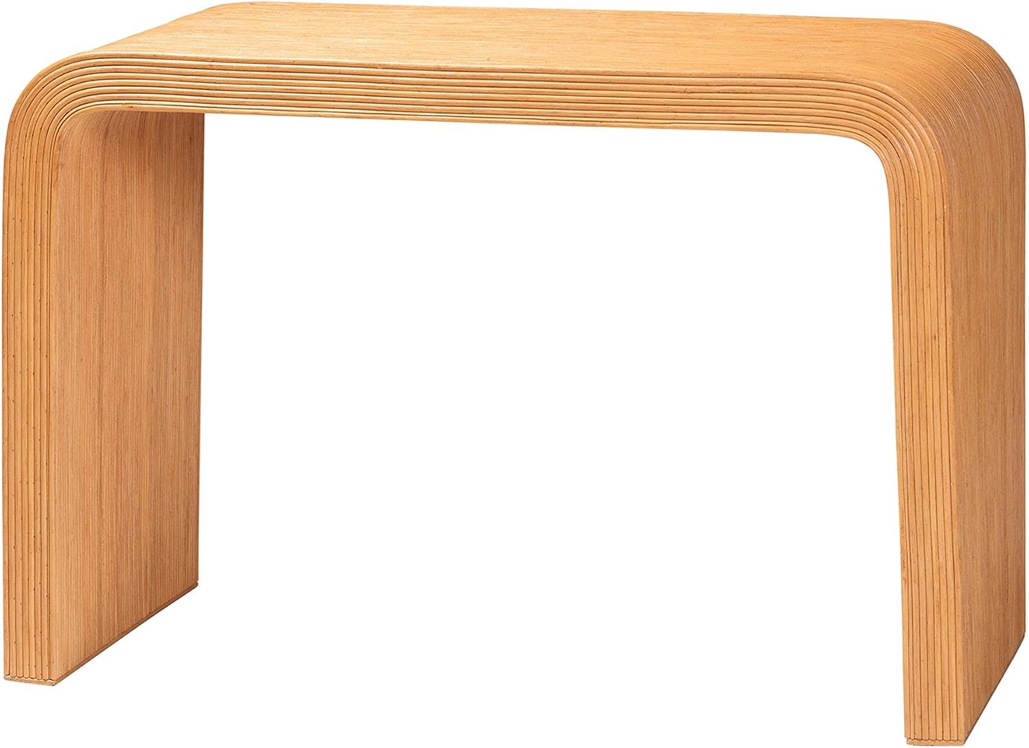 Bali & pari Guevara Bohemian Light Honey Fluted Rattan Console Table