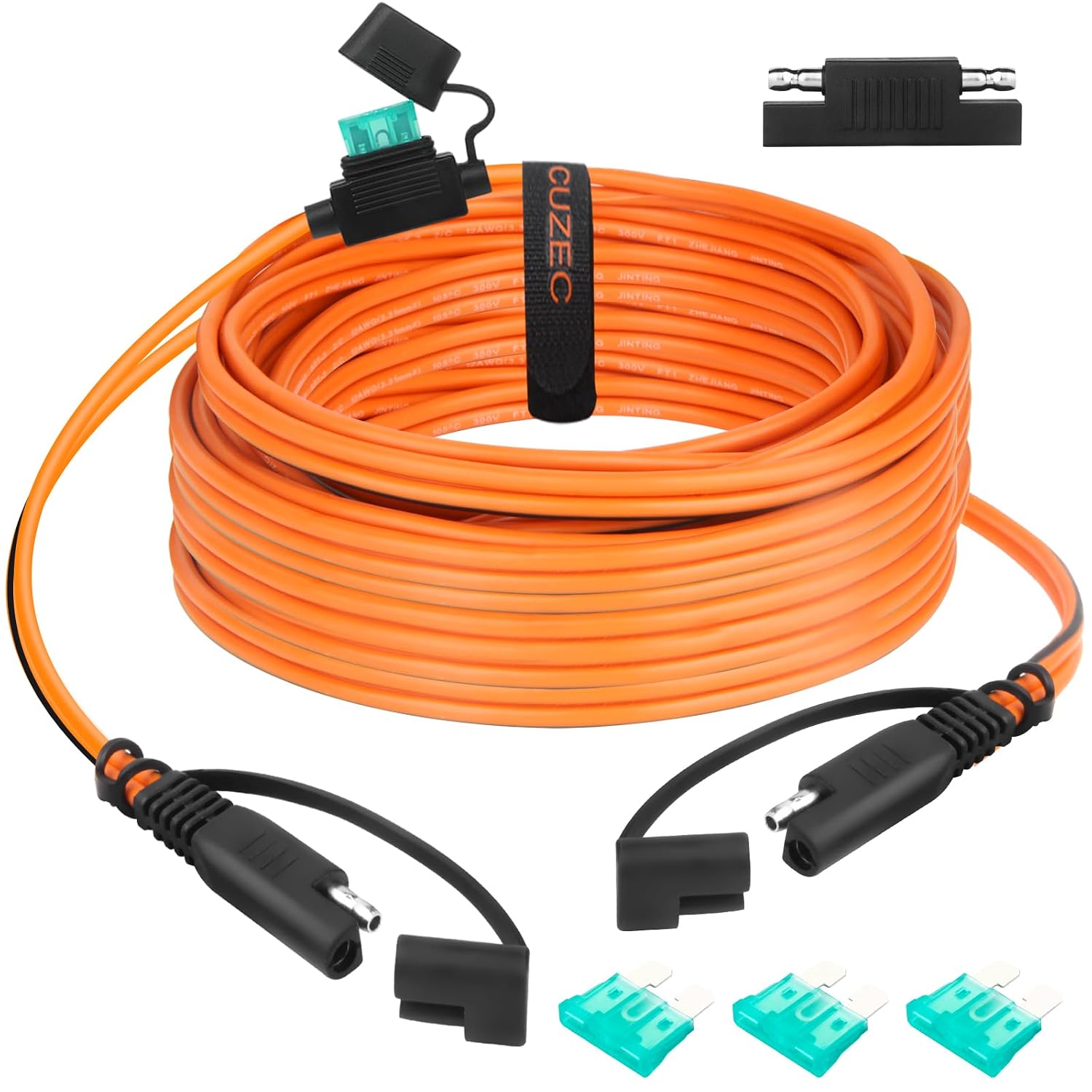 CUZEC SAE to SAE Extension Cable, 12AWG Quick Disconnect Connector, 30A Fuse with Polarity Reverse Adapter (17ft/518cm)