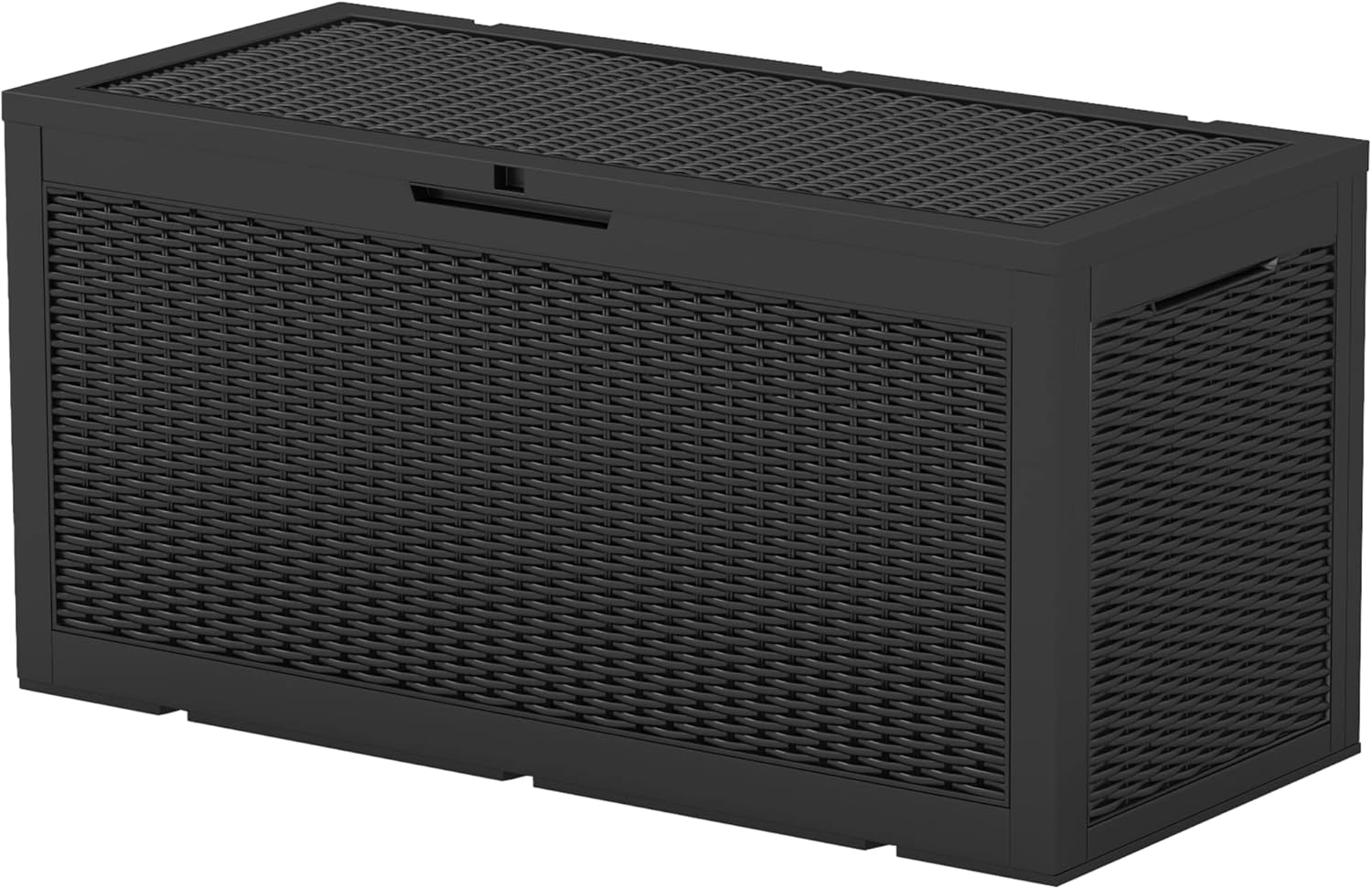 Patiowell 95 Gallon Outdoor Resin Deck Box, Waterproof Large Storage Box for Patio Furniture, Pool Accessories, Garden Tools and Sports Equipment, Lockable, Black