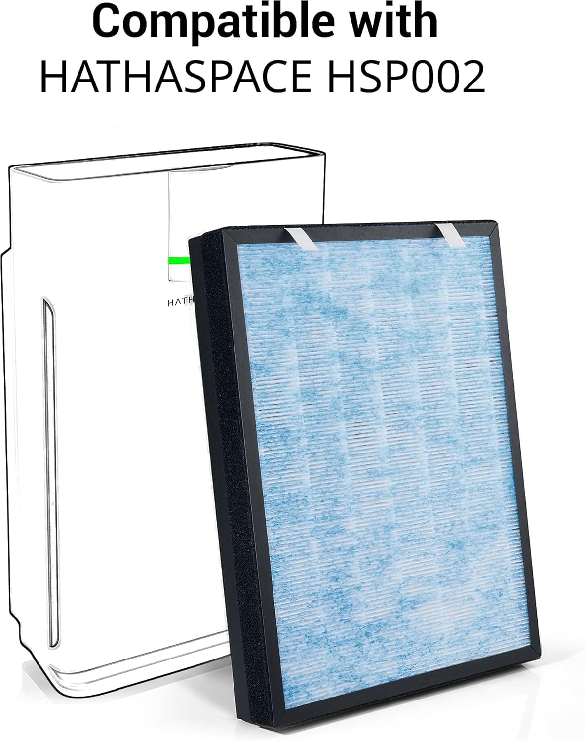 HSP002 True HEPA Air Filter Replacement Compatible with HATHASPACE Air Purifier 2.0 (H13 True HEPA) 2Pack