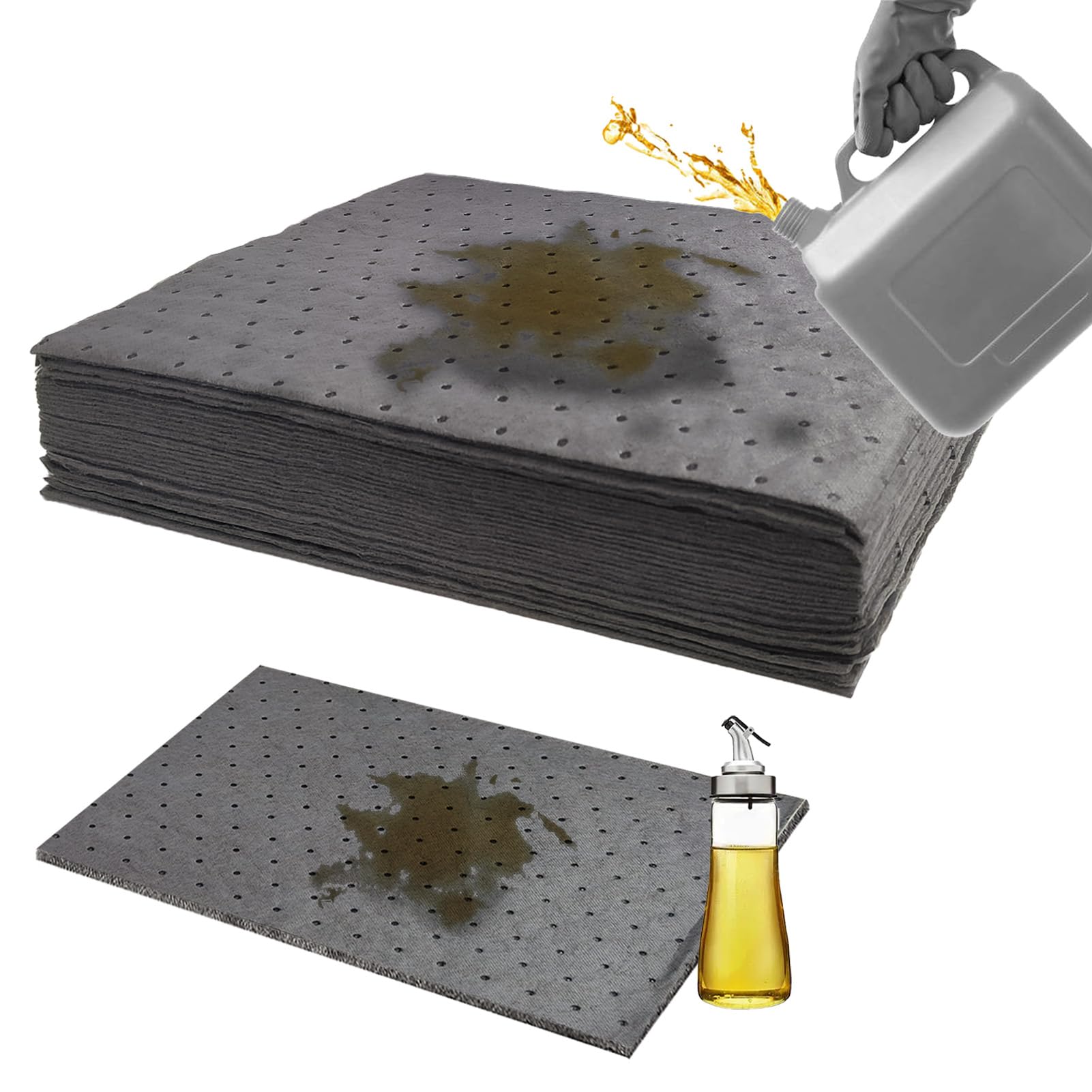 Tapis Absorbant Liquide Universel，30 Pièces Tapis Absorbant l'eau Huile , pour Déversements, Cuisine sous-Sol Entrepôt Usine Atelier Labo Industrie Bateaux