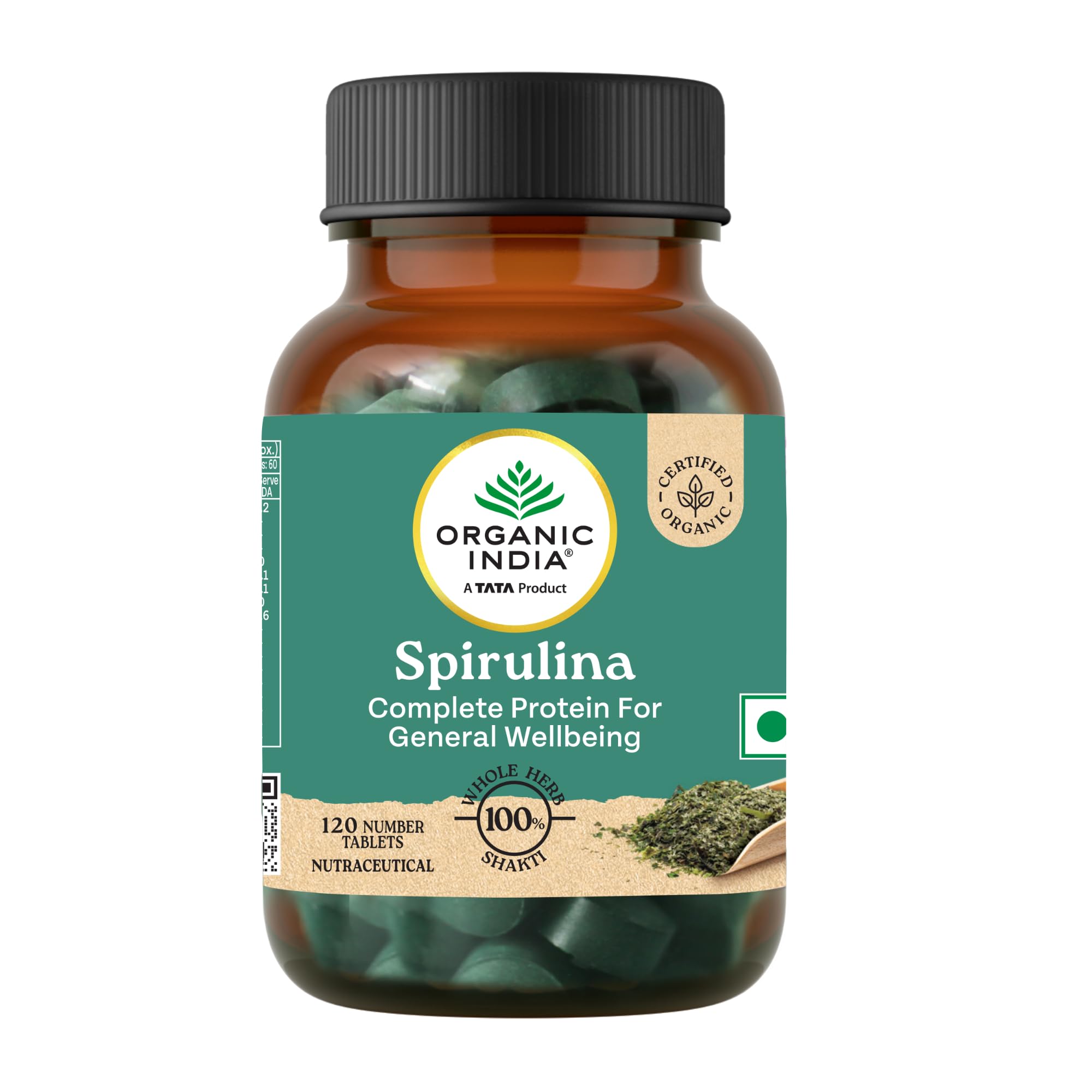 A TATA Product - Organic India Spirulina - 120 Tablets, Natural Amino Acids, Protein Powerhouse, Plant-Based Superfood, Improve Stamina, For Hair, Skin, Nails & Overall Health-picture-20