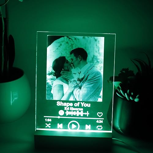 Miniatura 4 de Placa de canción acrílica personalizada, cubierta de álbum de fotos personalizada, código Spotify escaneable, lámpara de luz nocturna LED para