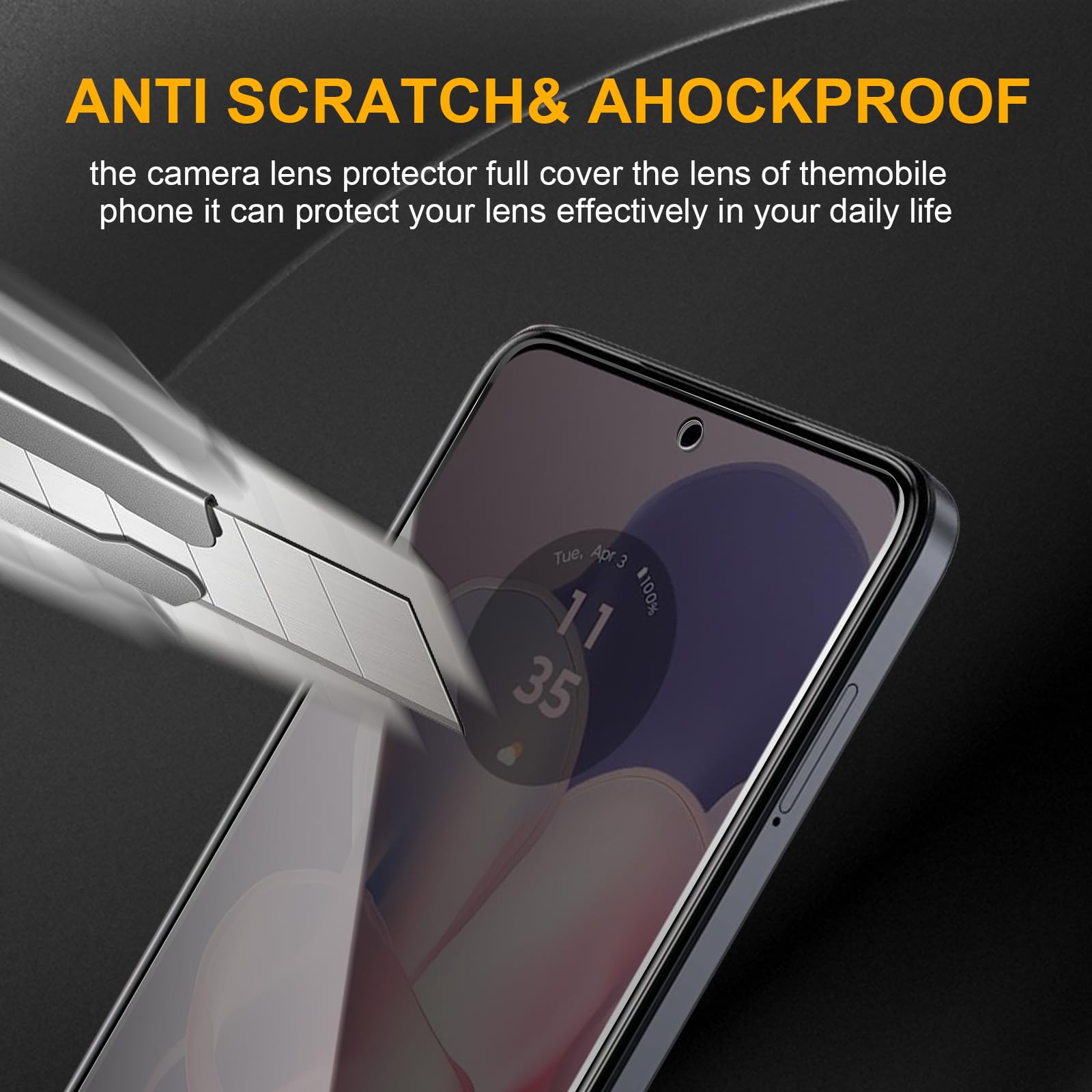 3-pak ochraniaczy ekranu do Motorola Moto G Power 5G 2024 z 3 osłonami obiektywu aparatu, folia ze szkła hartowanego Anti Spy, twardość 9H, czarna osłona, odporna na zarysowania, bez