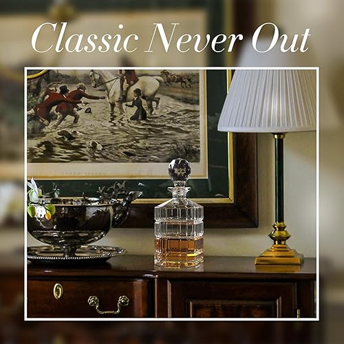 Miniatura 4 de Decantador de vidrio con tapón geométrico hermético, decantador de whisky para vino, bourbon, brandy, licor, jugo, agua, enjuague bucal, vidrio