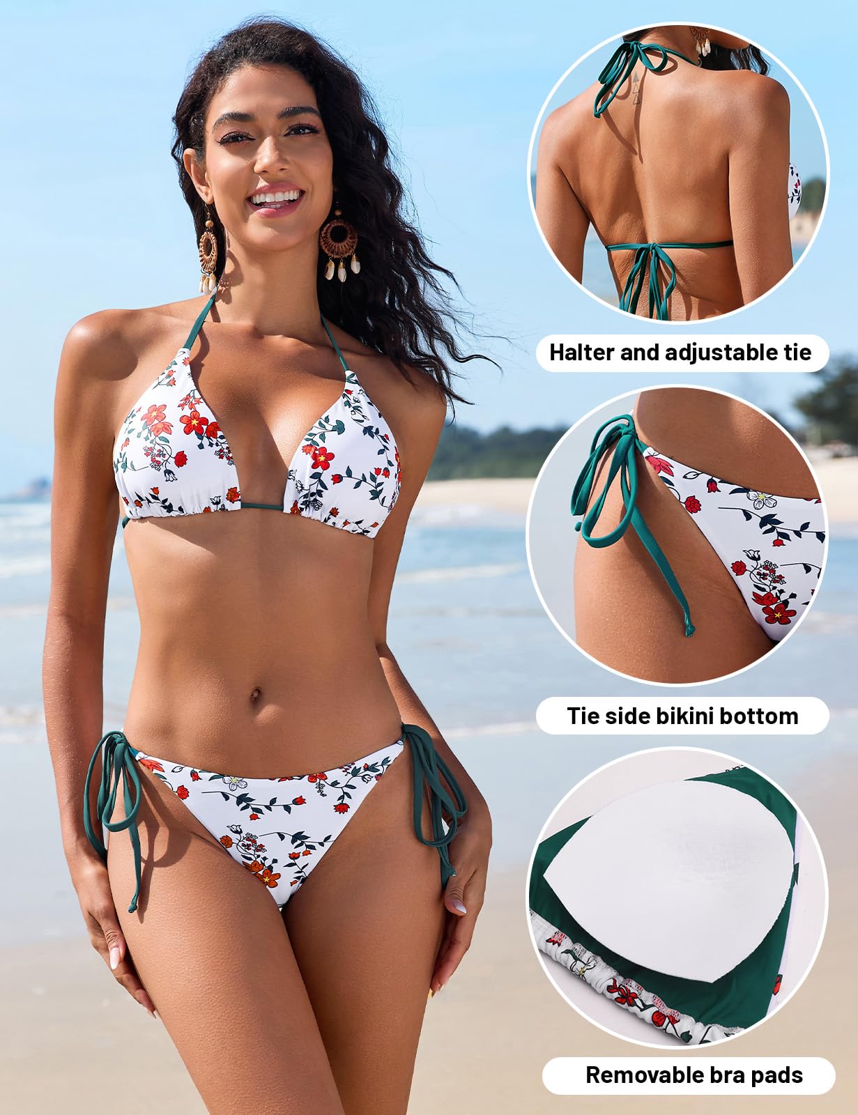 UMIPUBO Costume da Bagno Donna Due Pezzi Costumi Sexy Triangolo Bikini Set Reggiseno Spiaggia Thong Coulisse Imbottito Beachwear