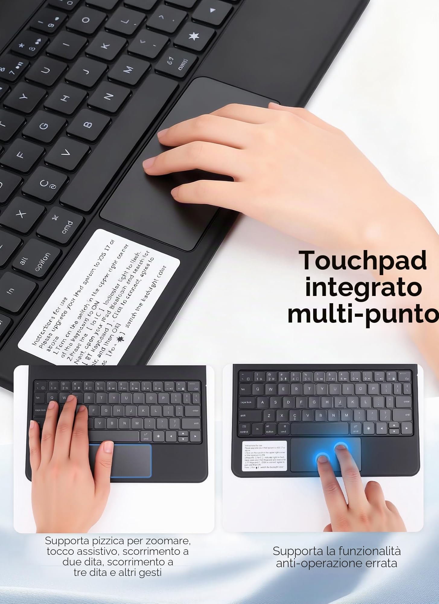 Gugxiom Custodia con tastiera per ipad 11 A16 2025/10 11" 2022, tastiera magica con touchpad, tastiera magica retroilluminata (nero)