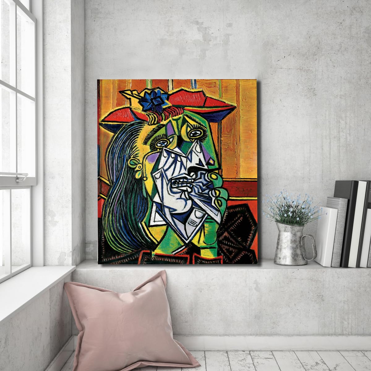 Picasso Mujer que Llora Lienzo Retrato Cubista 80x95cm