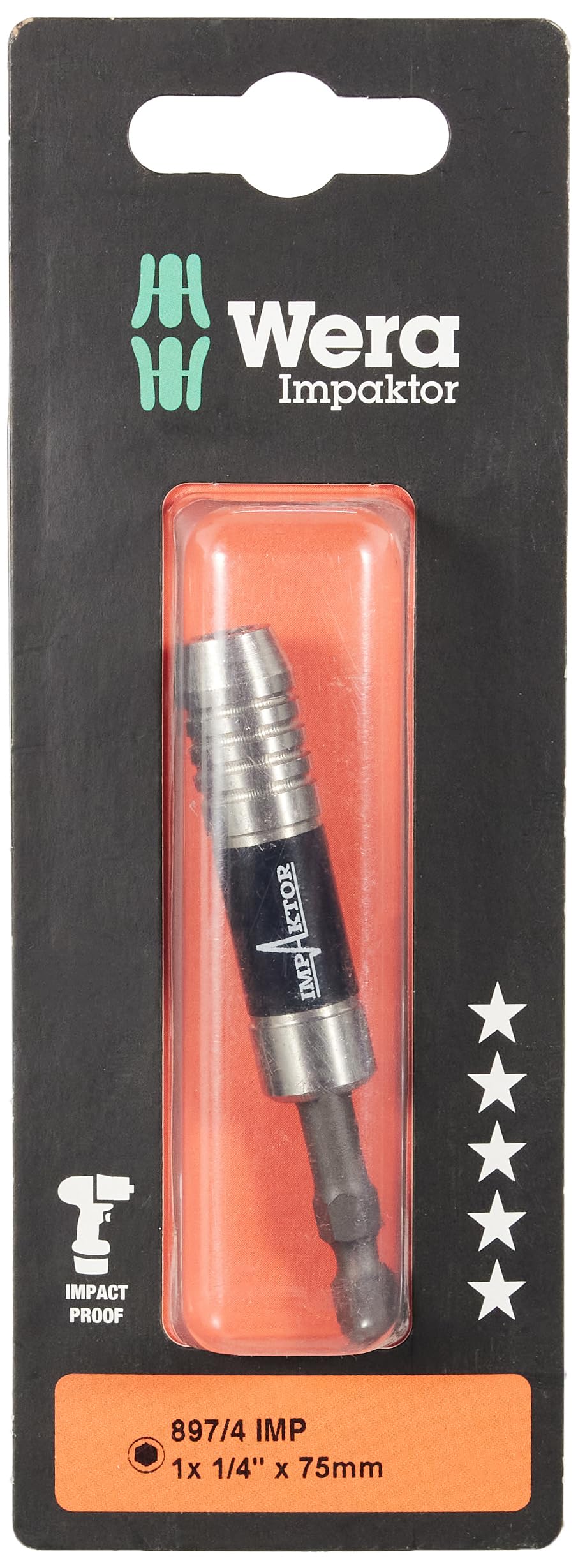 Wera Impact Holder 897/4 Imp With Retaining Ring - 1/4X75Mm, 05057675001