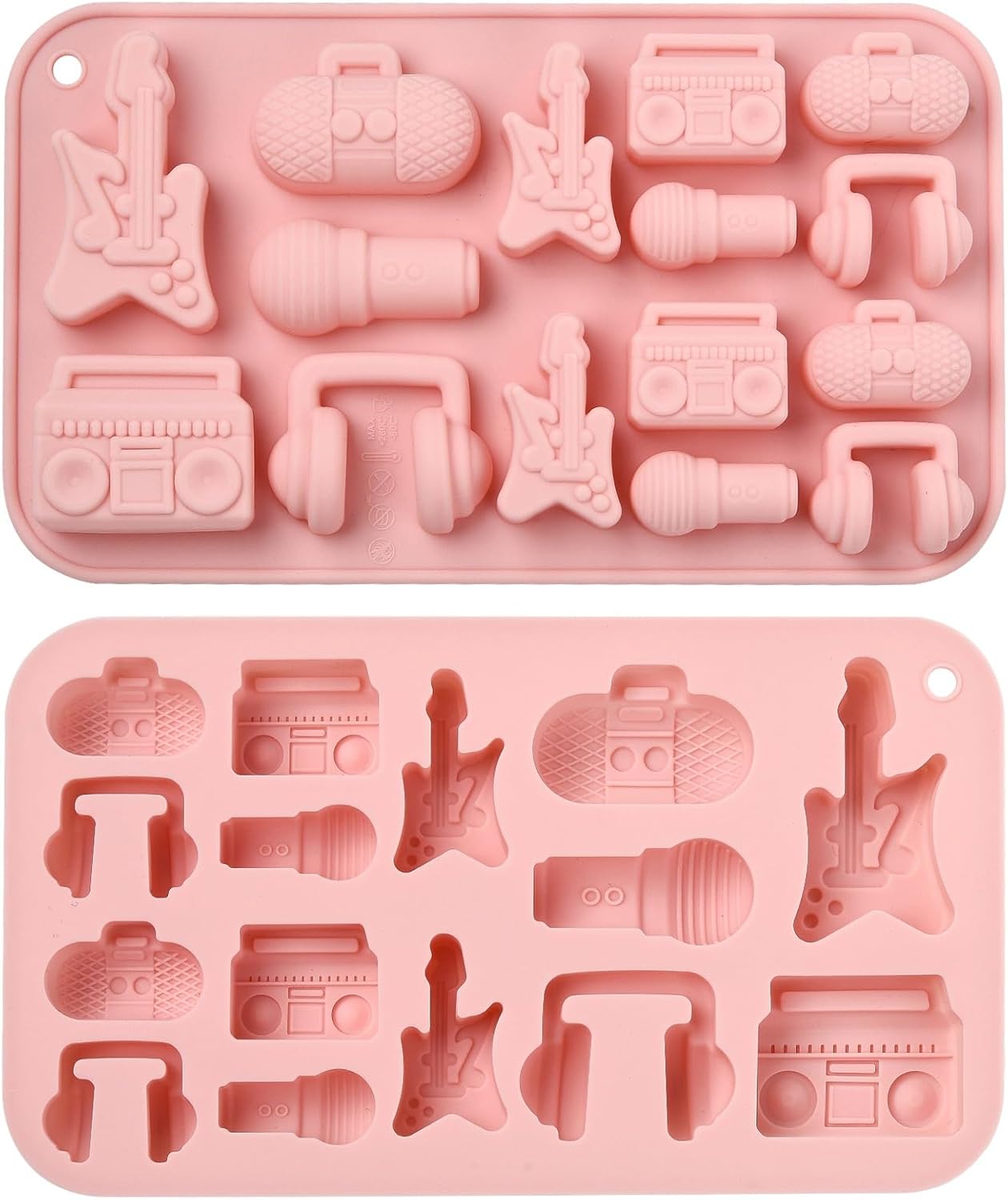 UR URLIFEHALL 2 Pcs Music Themed Silicone Molds Guitar Audio Microphone Chocolate Molds for Baking Jelly Candy Cake Decoration Biscuit Dessert